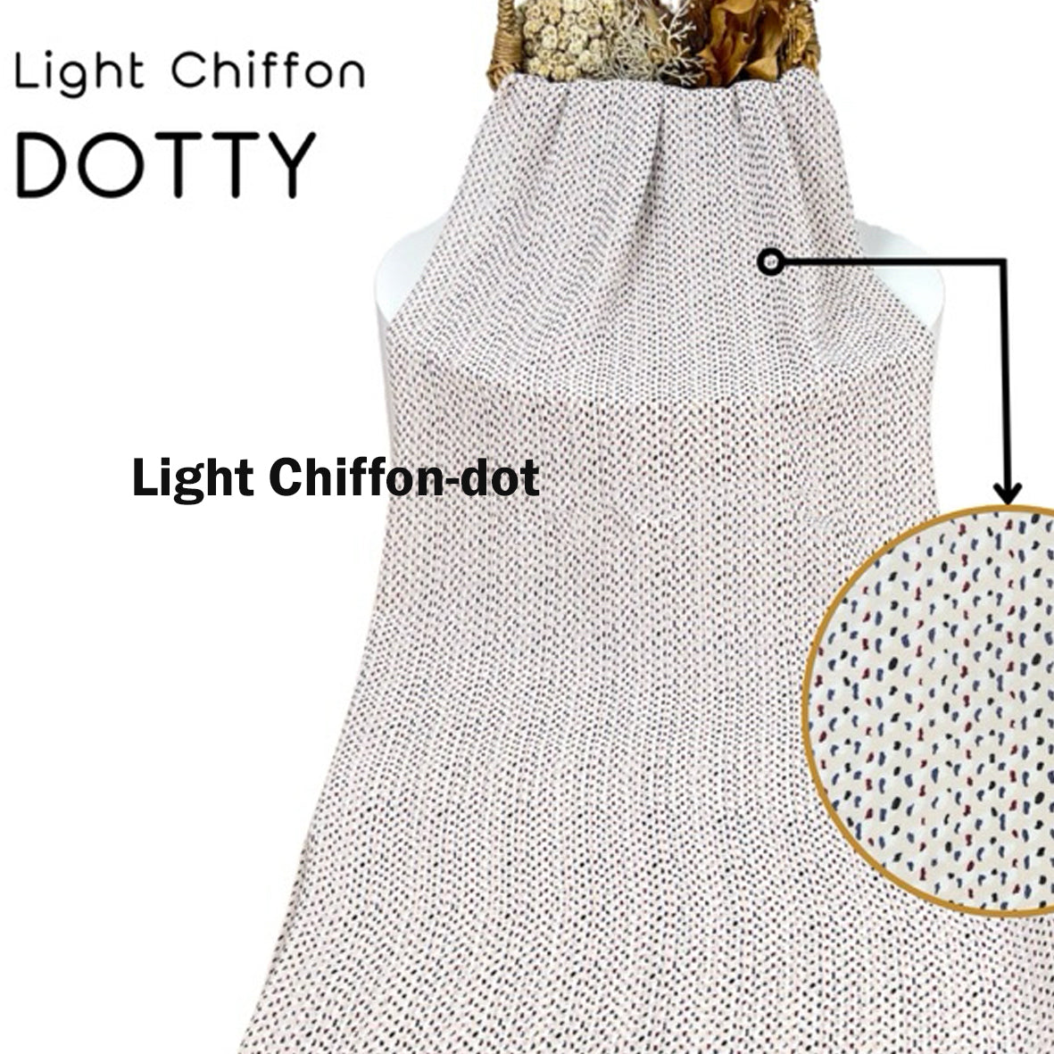 Light chiffon - polka dots + patterned suitable for tops/dresses