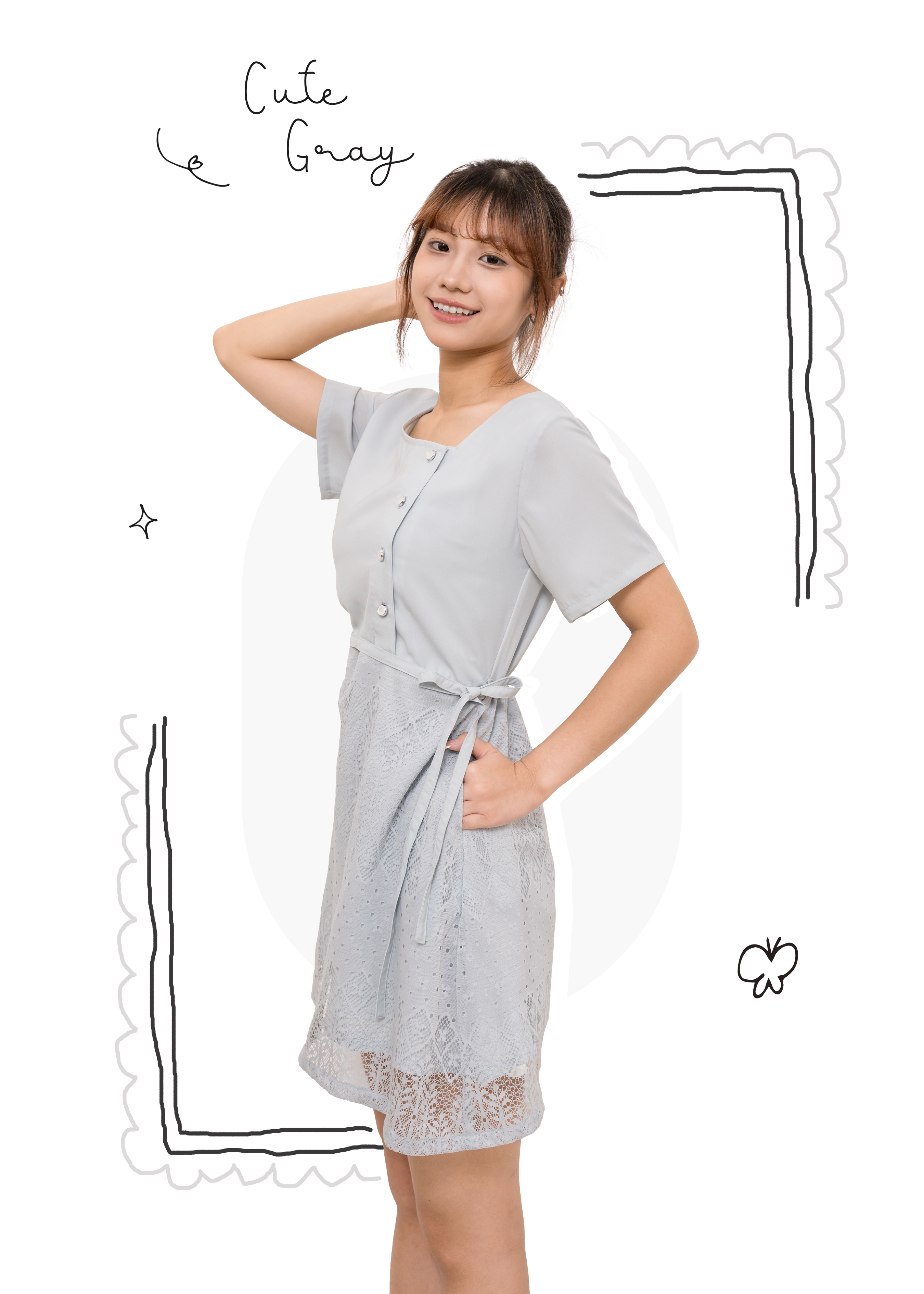 🎉新品-自家製拼 Lace 鈕扣連身裙 {預訂}