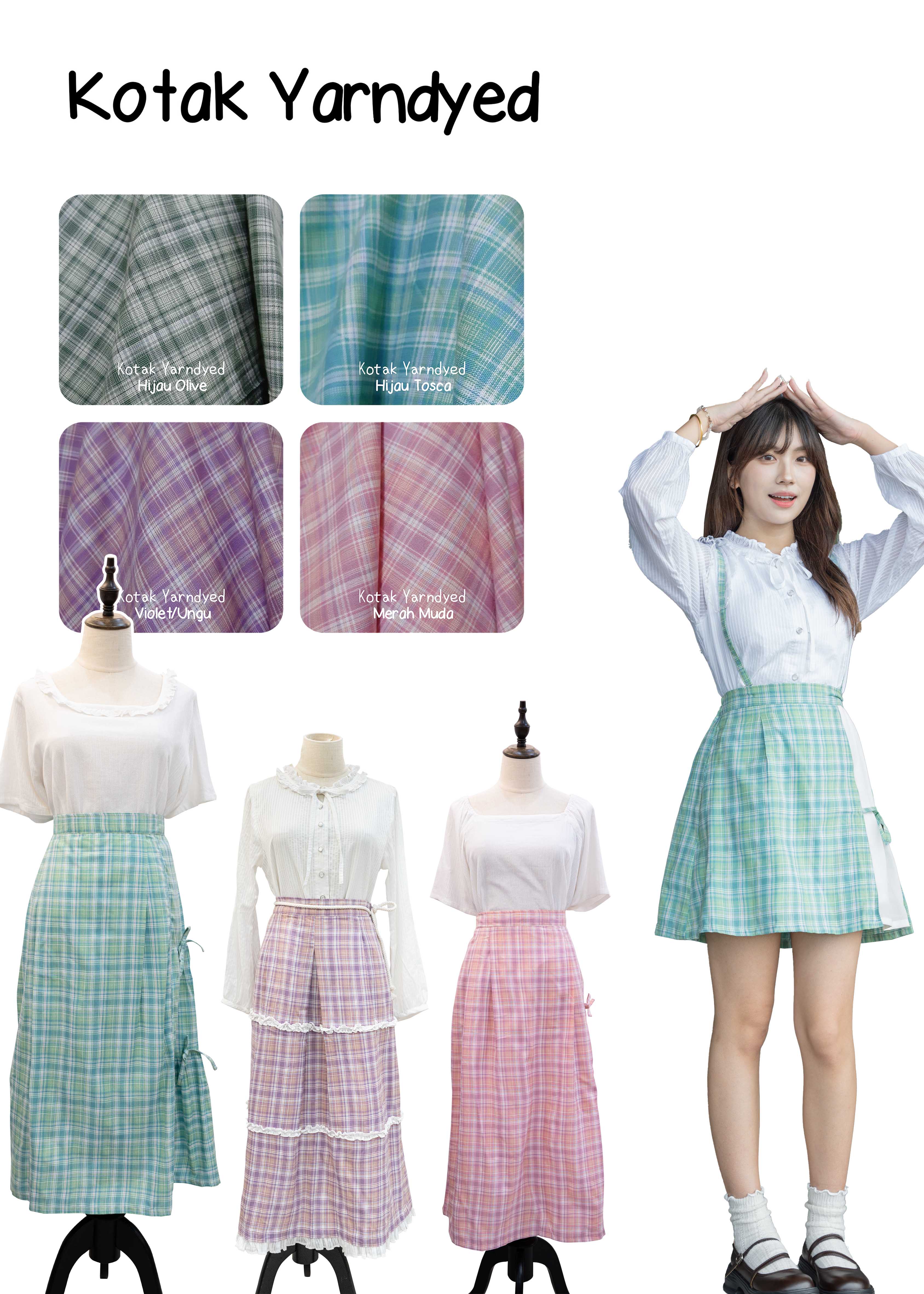 Duffy and friends series checkered fabric suitable for tops/skirts/dresses