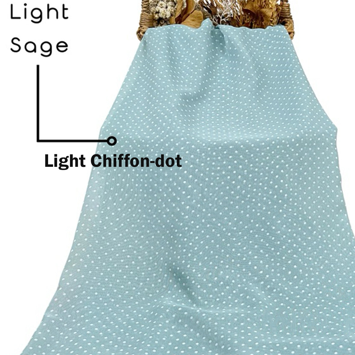 Light chiffon - polka dots + patterned suitable for tops/dresses