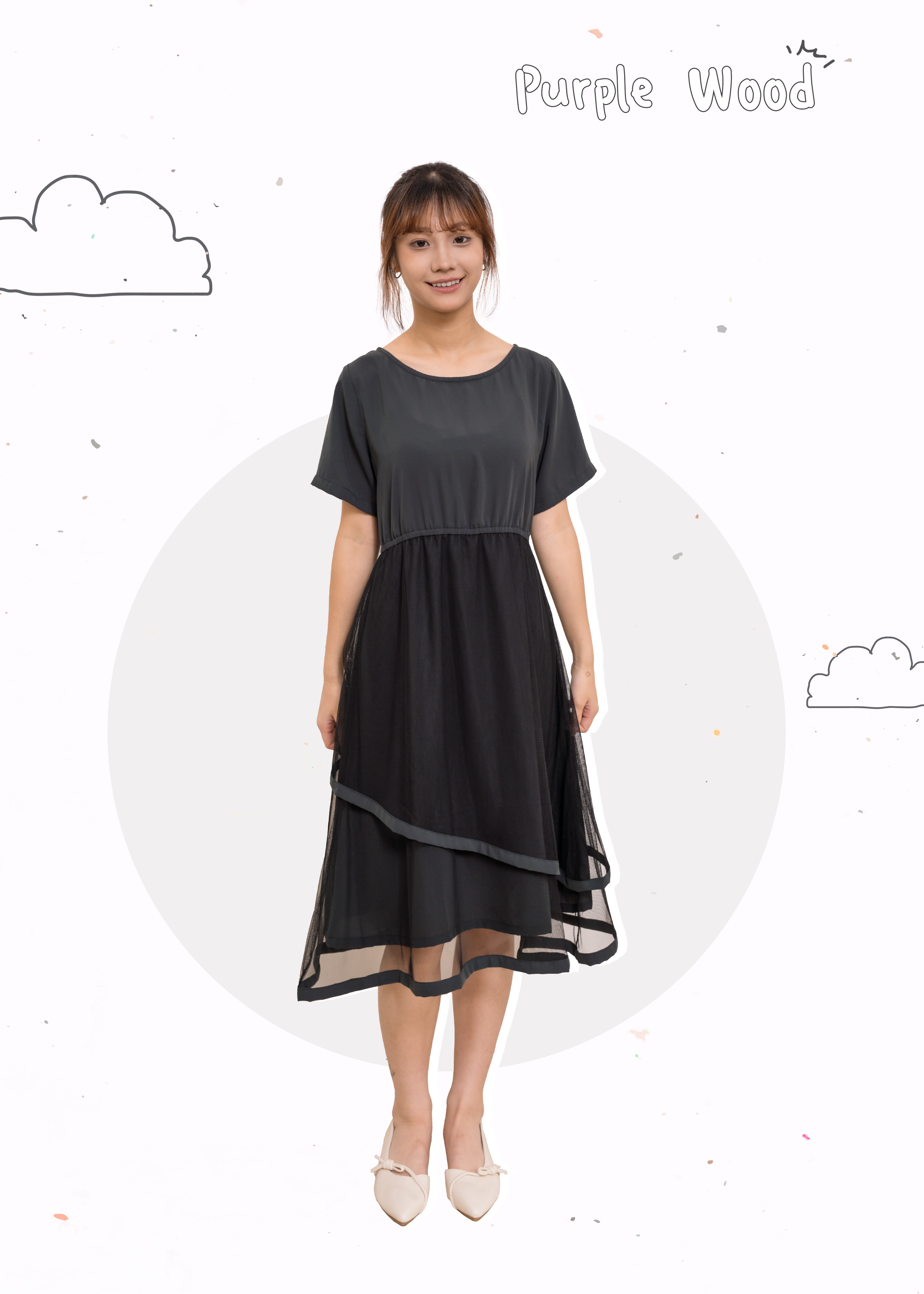 🎉新品- 不規則紗網層次感 ✿ 飄逸連身裙 {預訂}