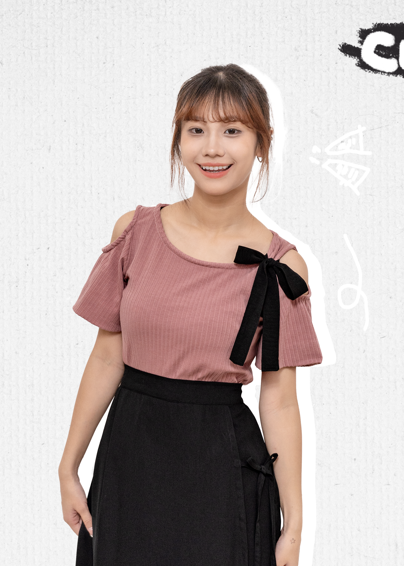 🎉新品-日系露肩單邊綁帶針織上衫 {預訂}