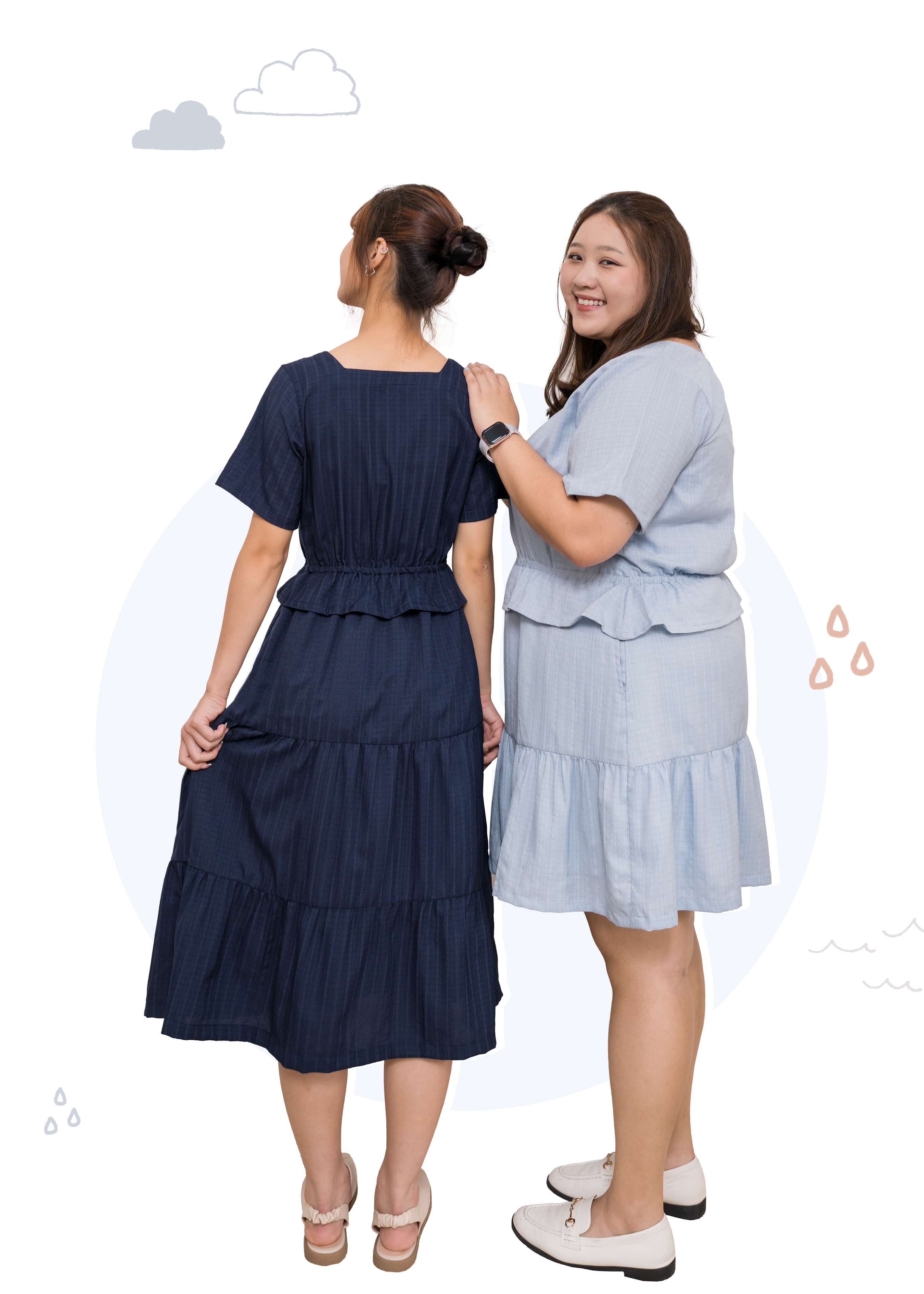 🎉新品-方領 × 蛋糕裙 ✿ 修腰橡筋多layers連身裙 {預訂}