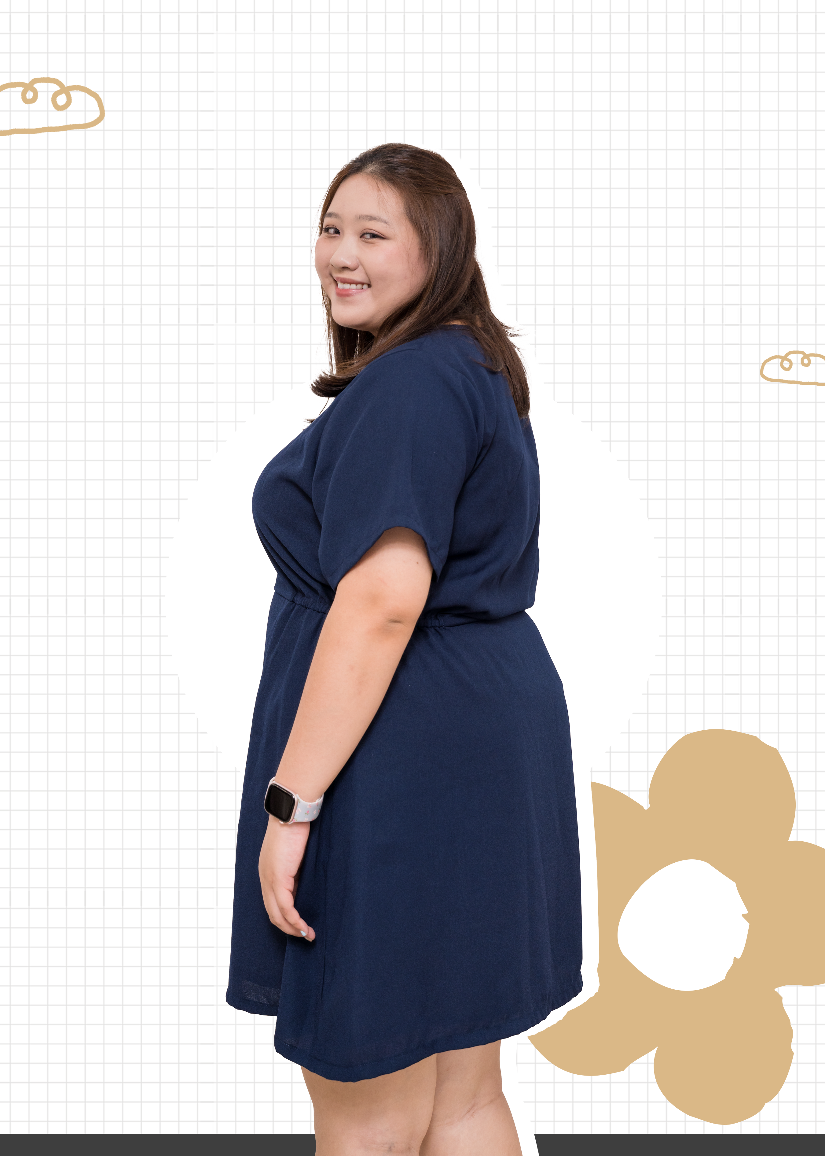 🎉新品-深藍V領口返工風連身裙 {預訂}