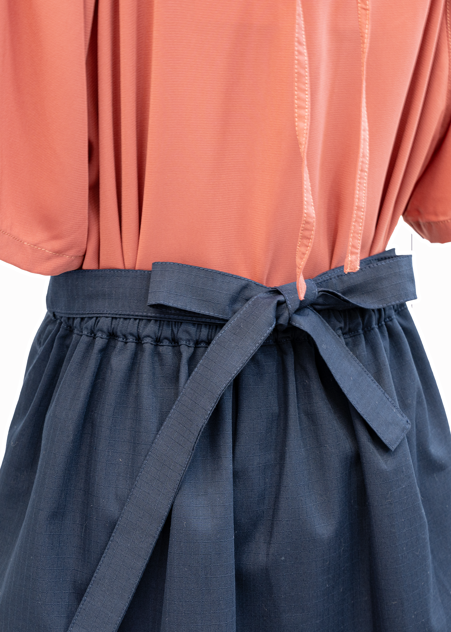 自家製 - Sage綠小開叉拼布短裙帶ruffle下擺 {預訂}