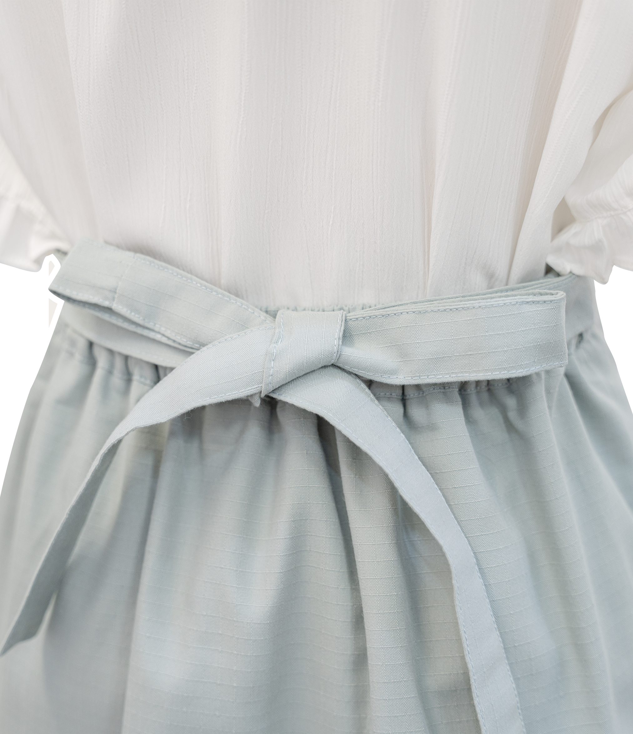 自家製 - Sage綠小開叉拼布短裙帶ruffle下擺 {預訂}