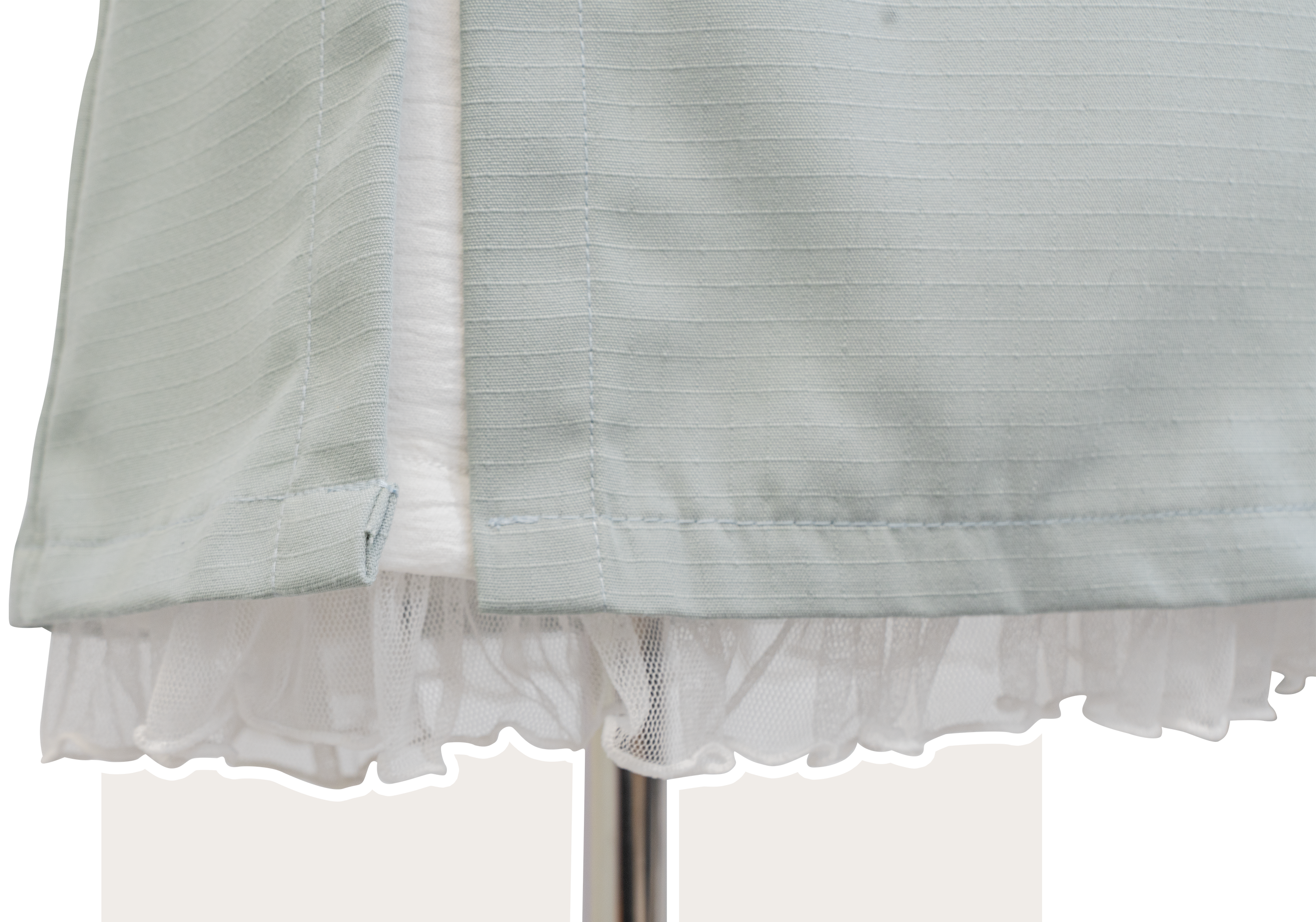 自家製 - Sage綠小開叉拼布短裙帶ruffle下擺 {預訂}