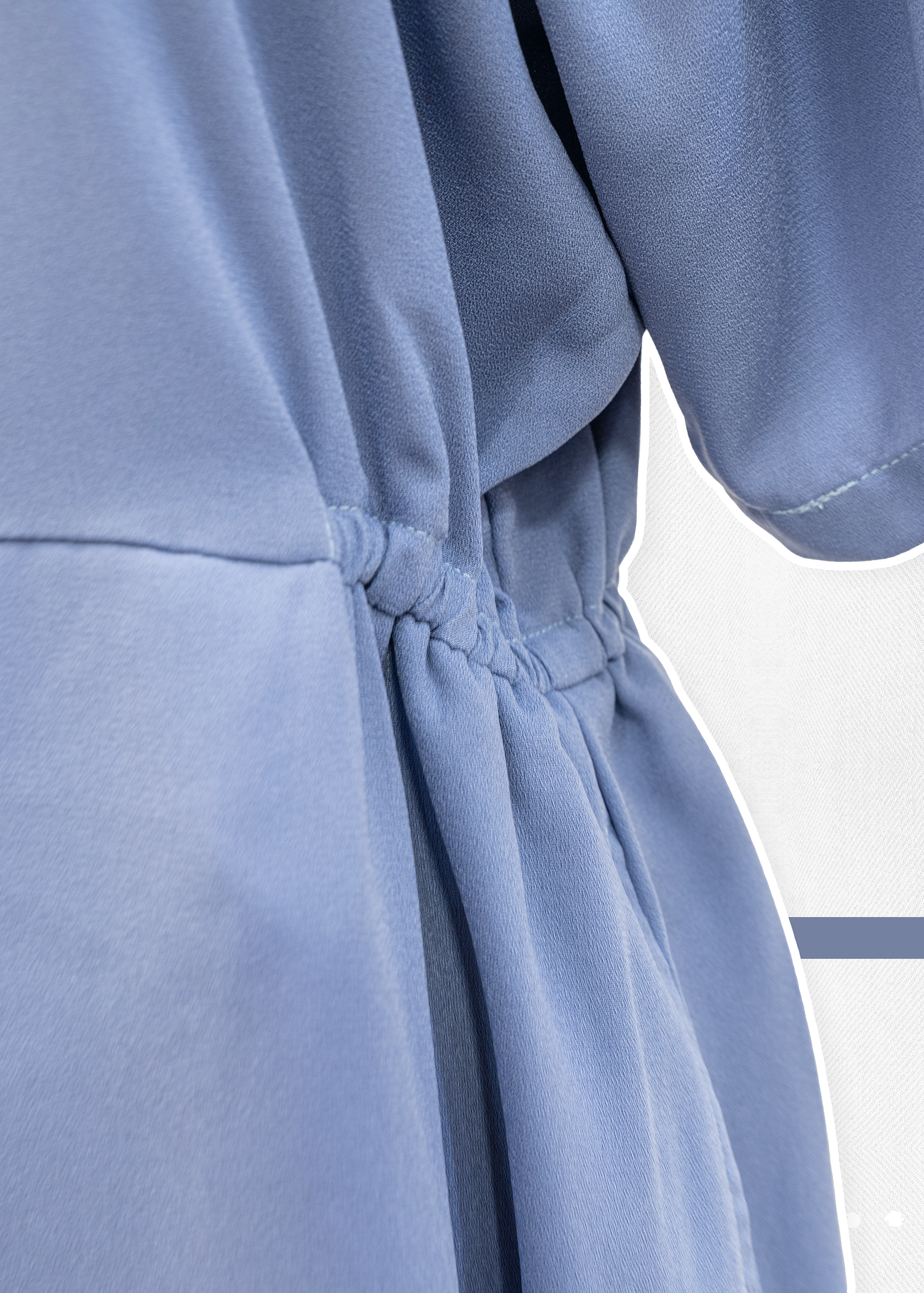 自家製 - 背後有薄紗綁帶的藍色長洋裝 {預訂}