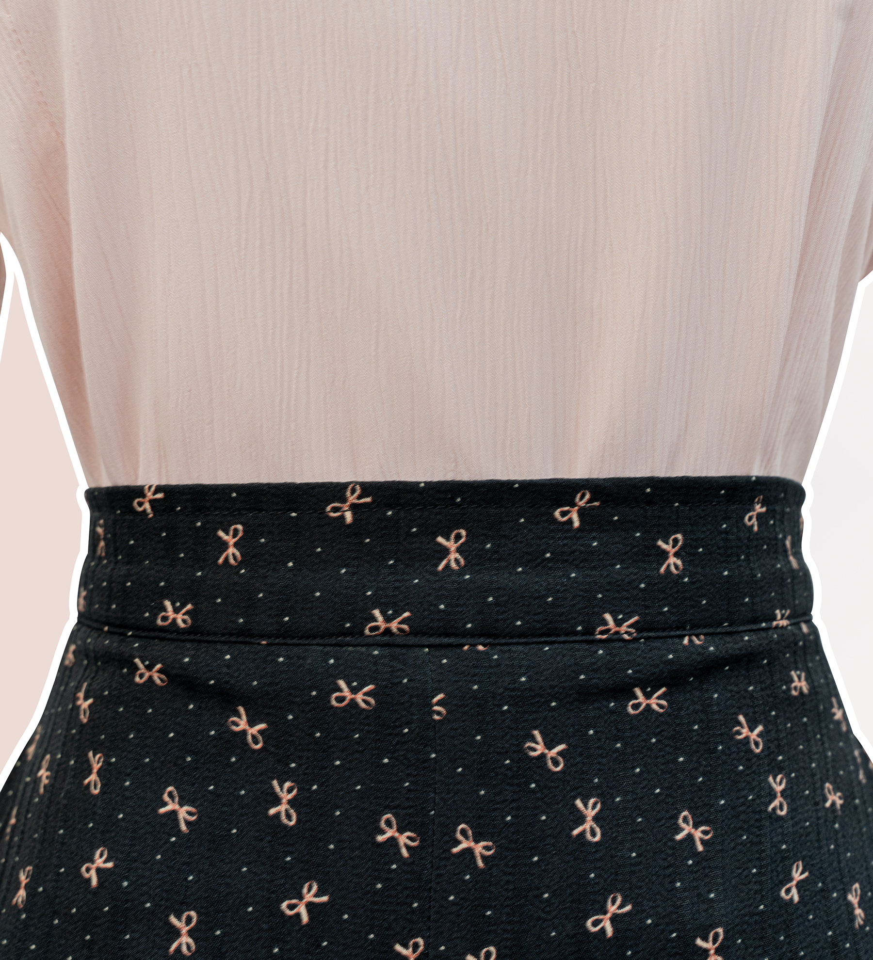 黑色緞帶圖案2-layer蛋糕裙 [下擺lace設計]