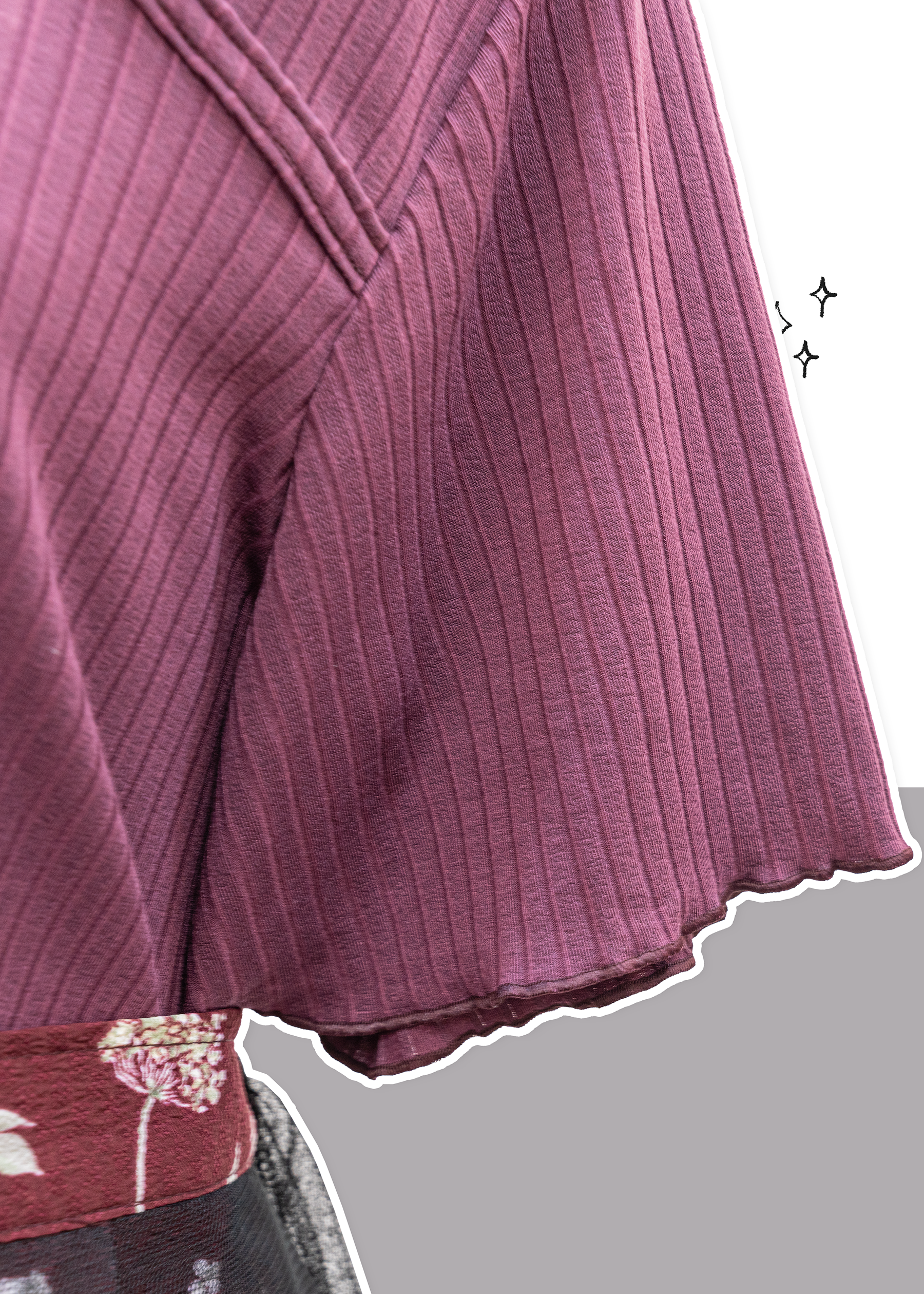 自家製 - 簡約斜領喇叭短袖針織上衣 {預訂}