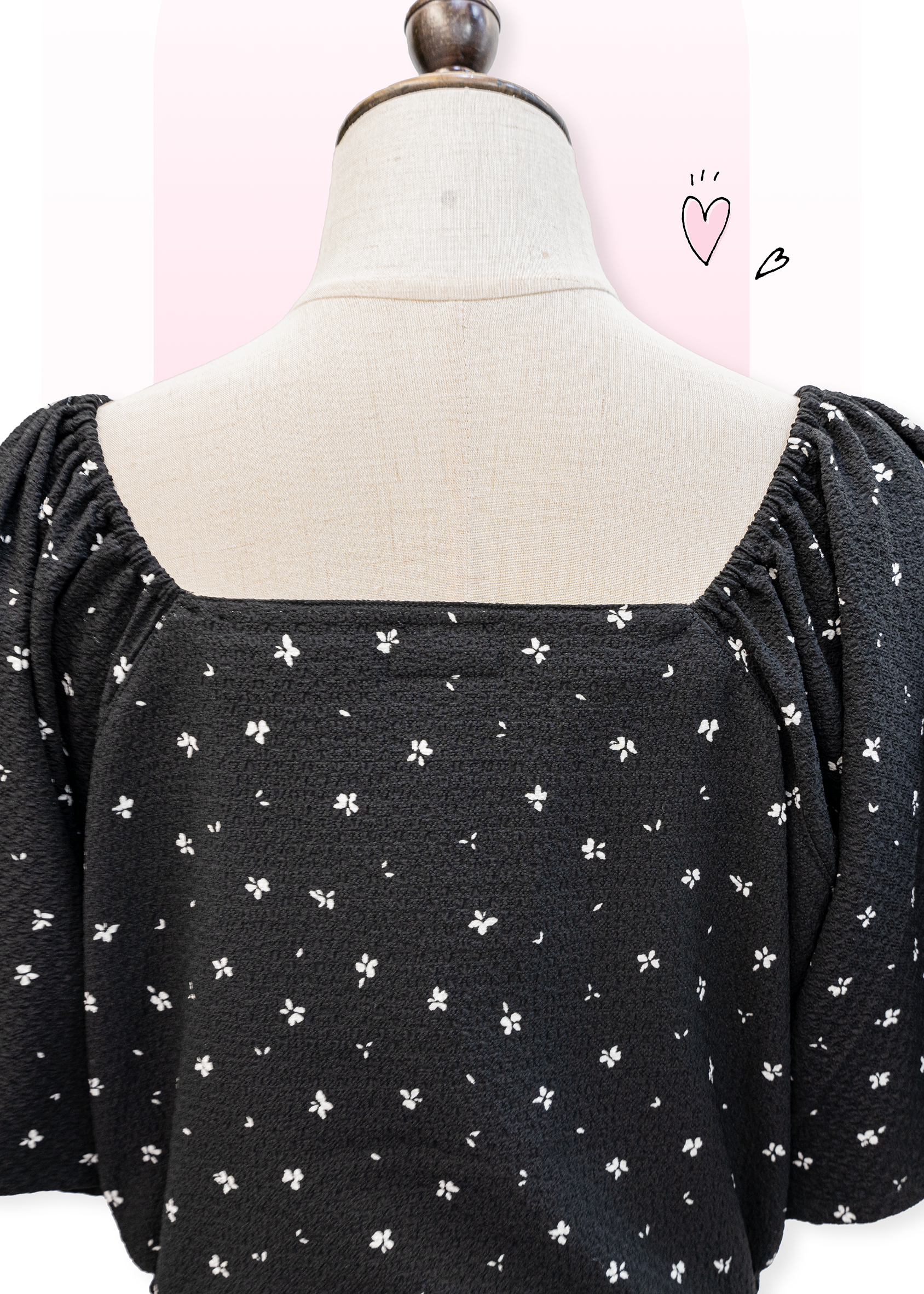 自家製 - 黑色碎花連身長裙 XS至加大碼女裝 {預訂}