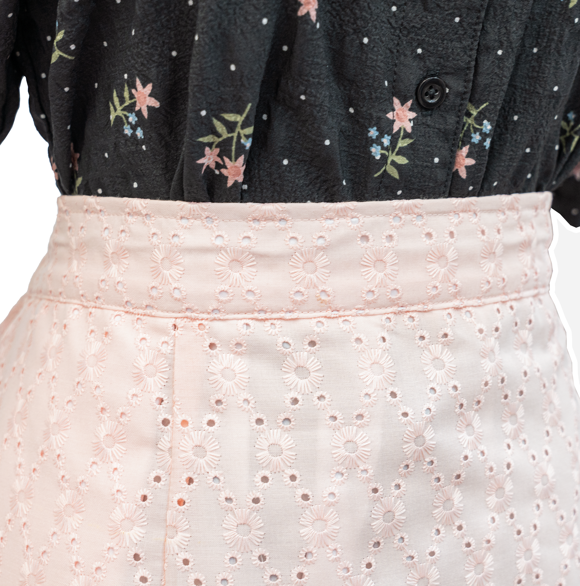 自家製 - 淡珊瑚色刺繡布長裙 {預訂}