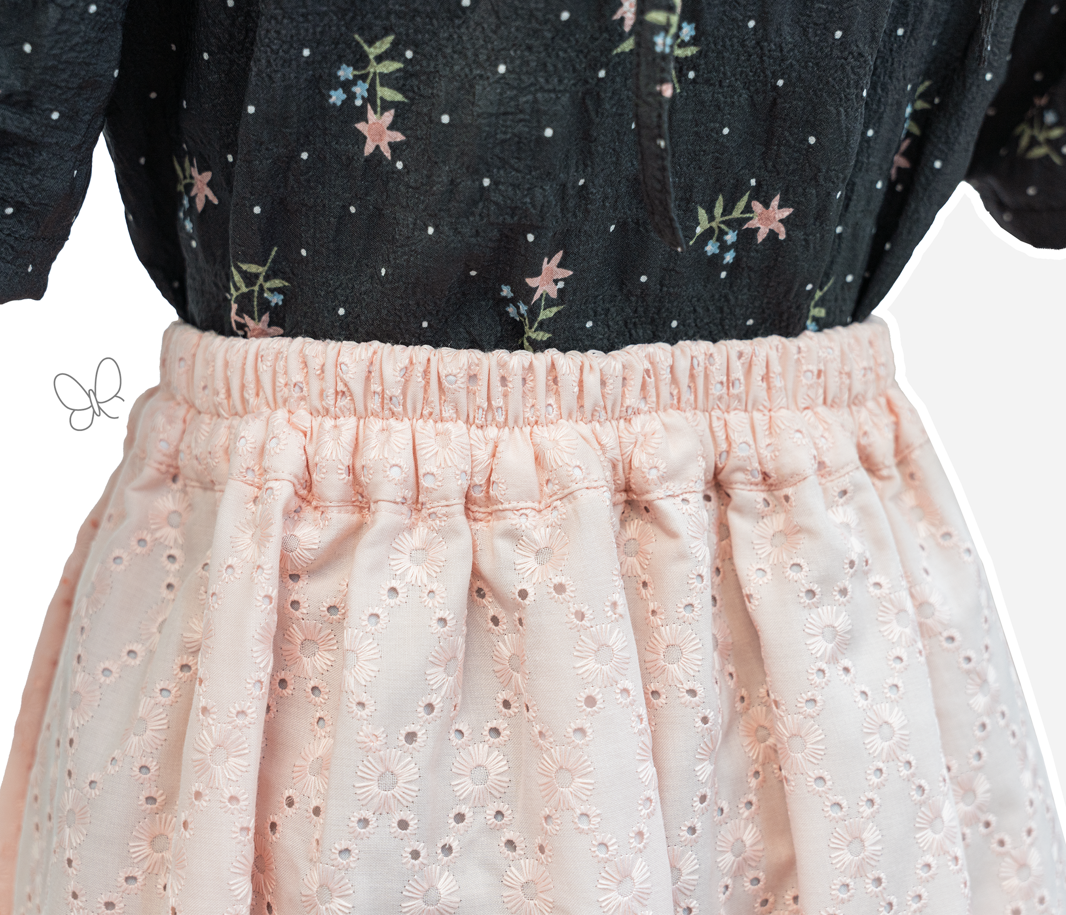 自家製 - 淡珊瑚色刺繡布長裙 {預訂}