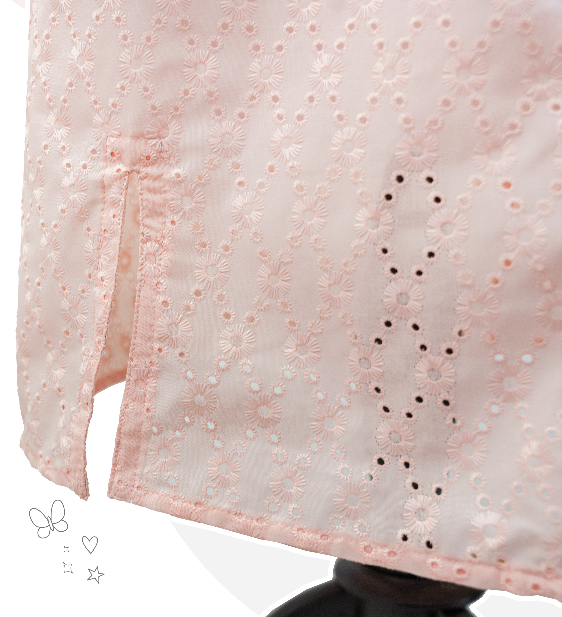 自家製 - 淡珊瑚色刺繡布長裙 {預訂}