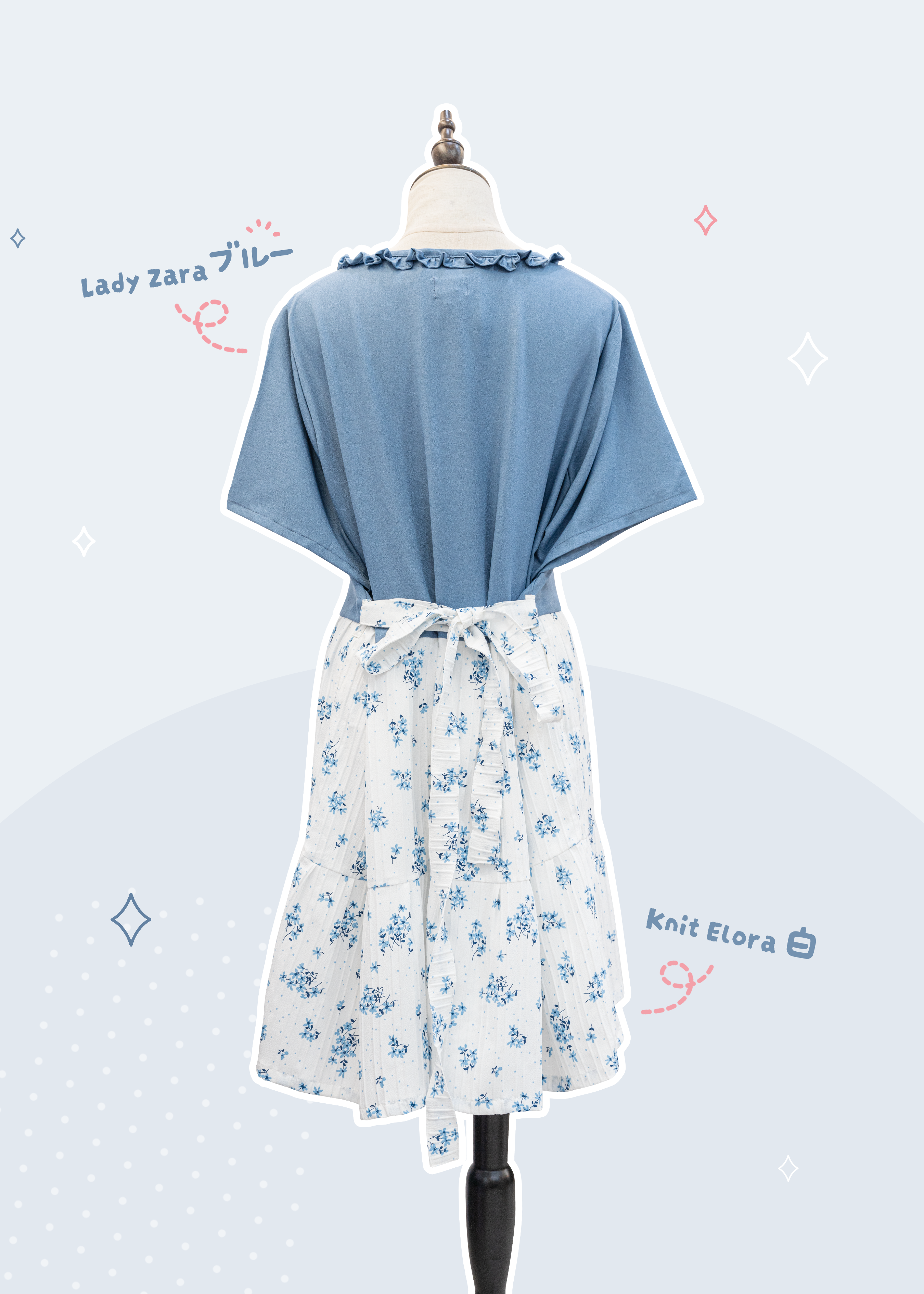 Homemade - Ruffle Edge Square Collar Color Block Dress ~ XS to Plus Size Women's Wear {Pre-order}