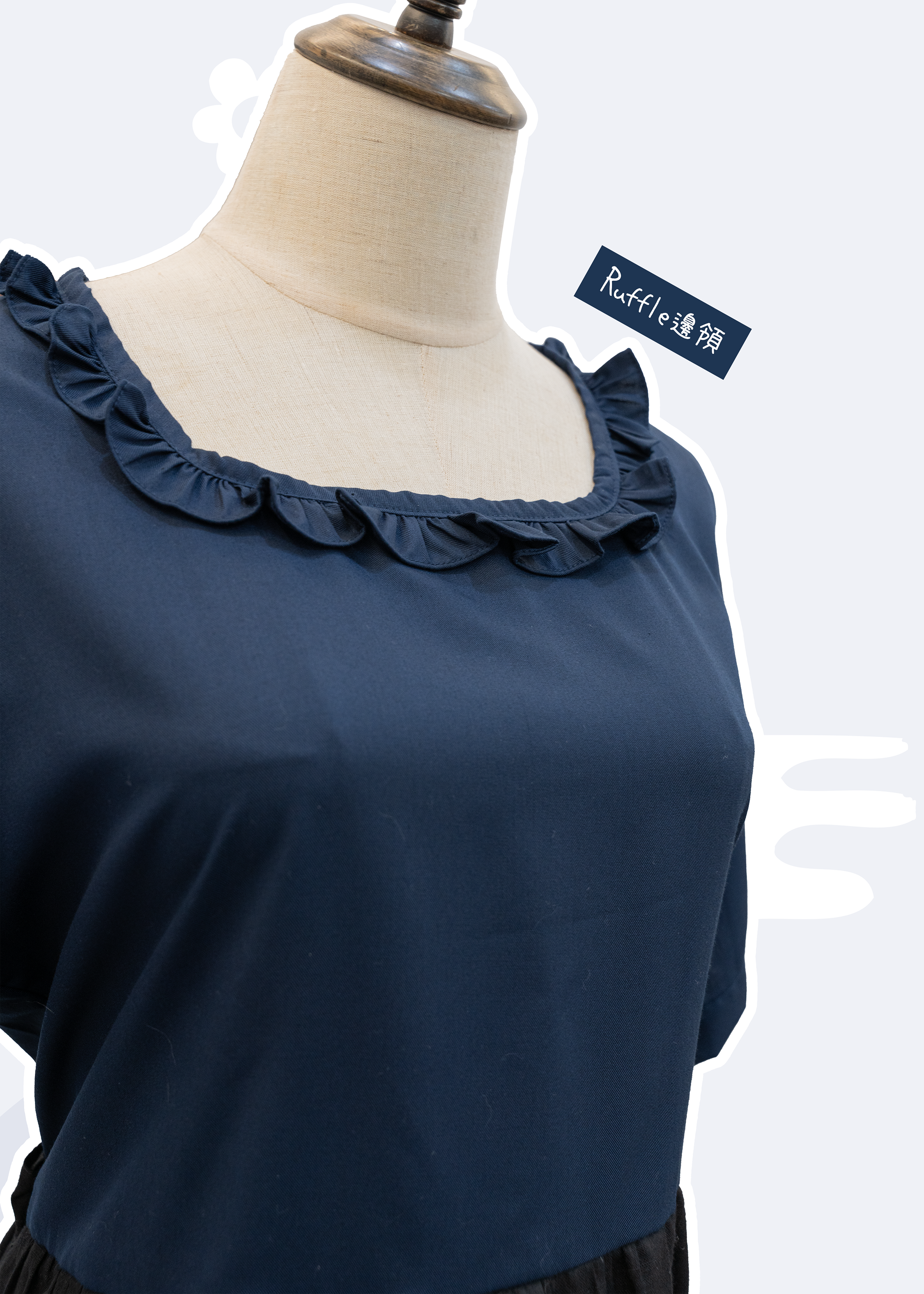 Homemade - Ruffle Edge Square Collar Color Block Dress ~ XS to Plus Size Women's Wear {Pre-order}