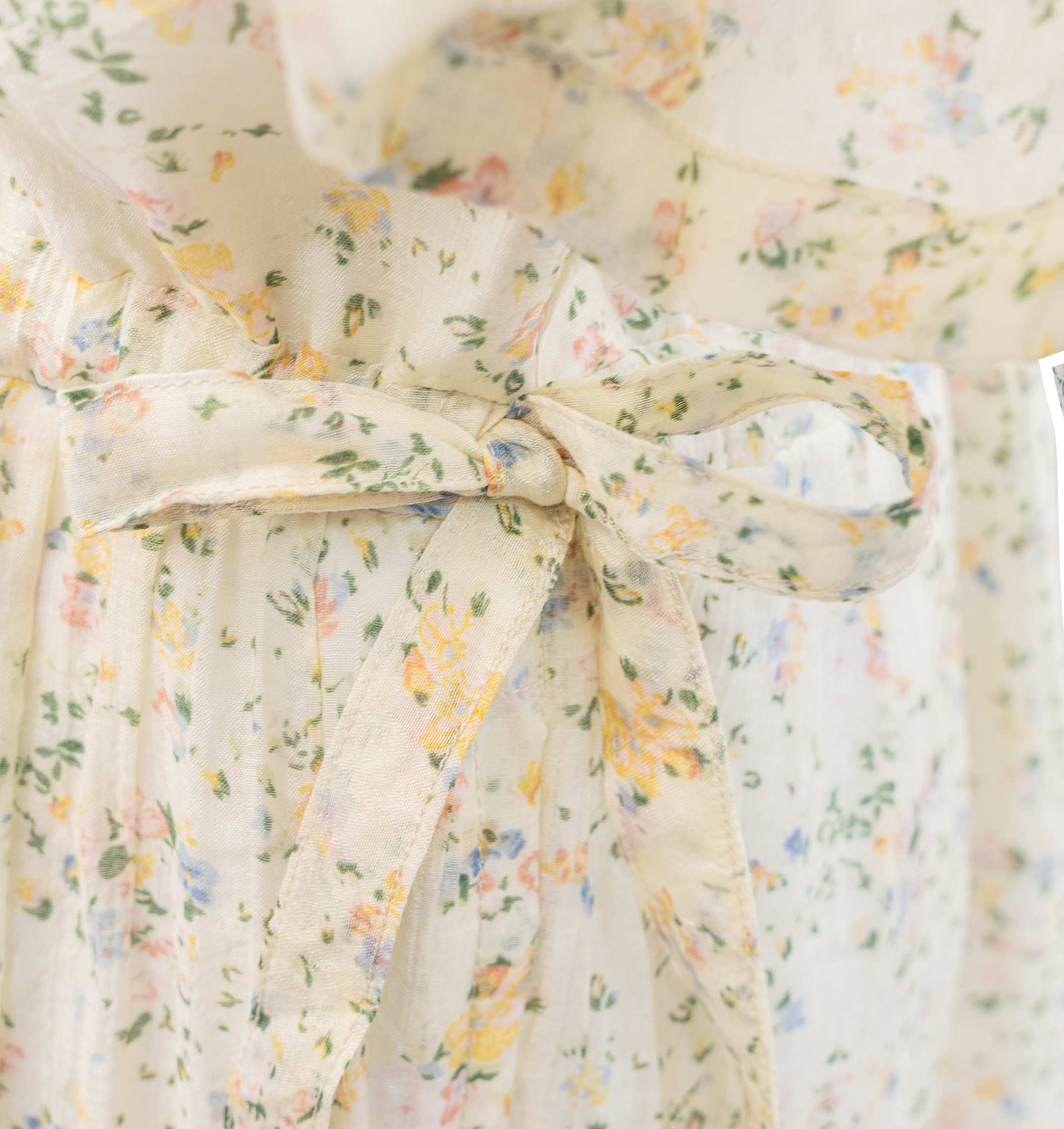 Homemade - Floral Print Square Neck Tie Side Skirt