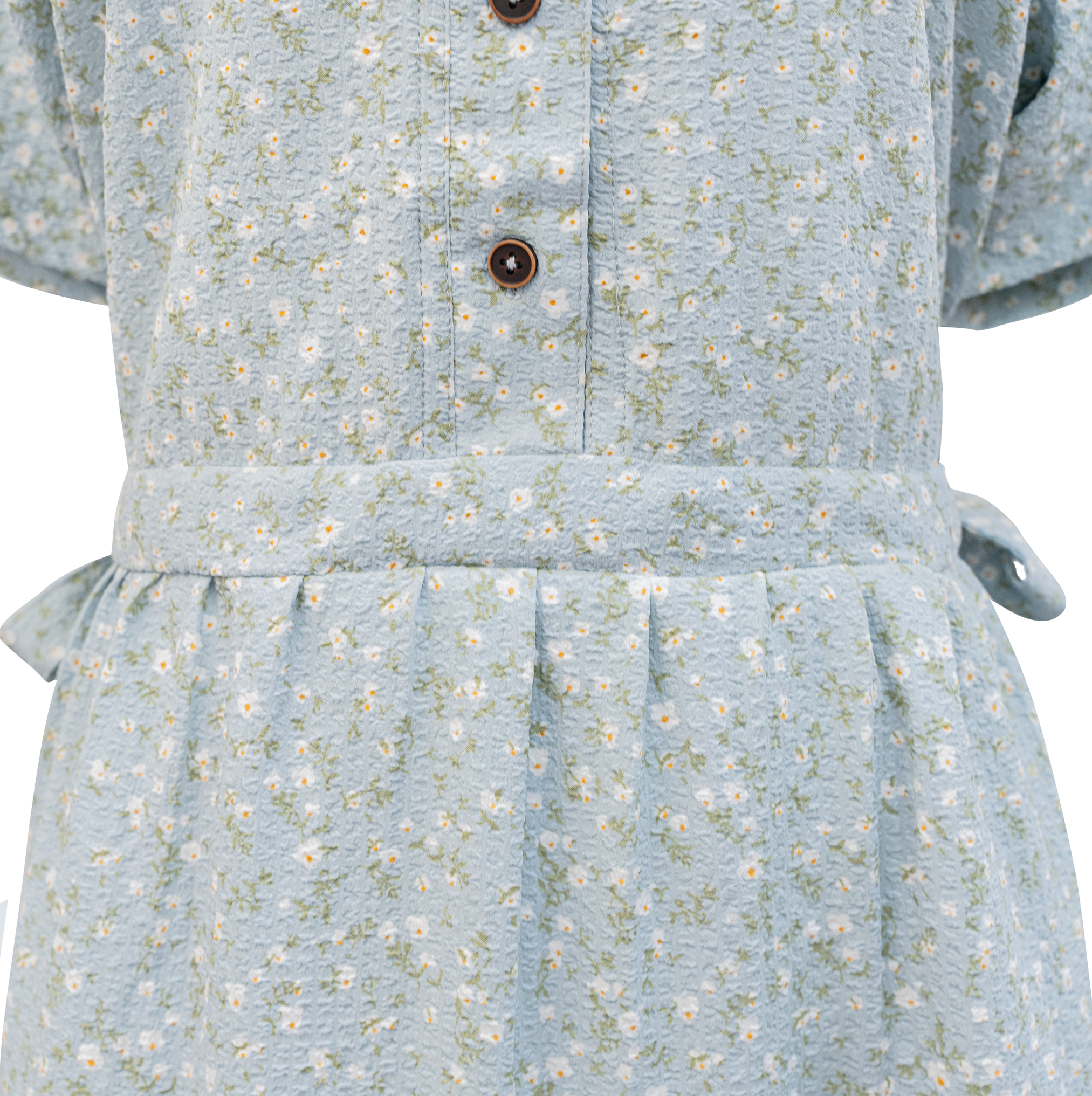 Homemade - Floral Print Square Neck Tie Side Skirt