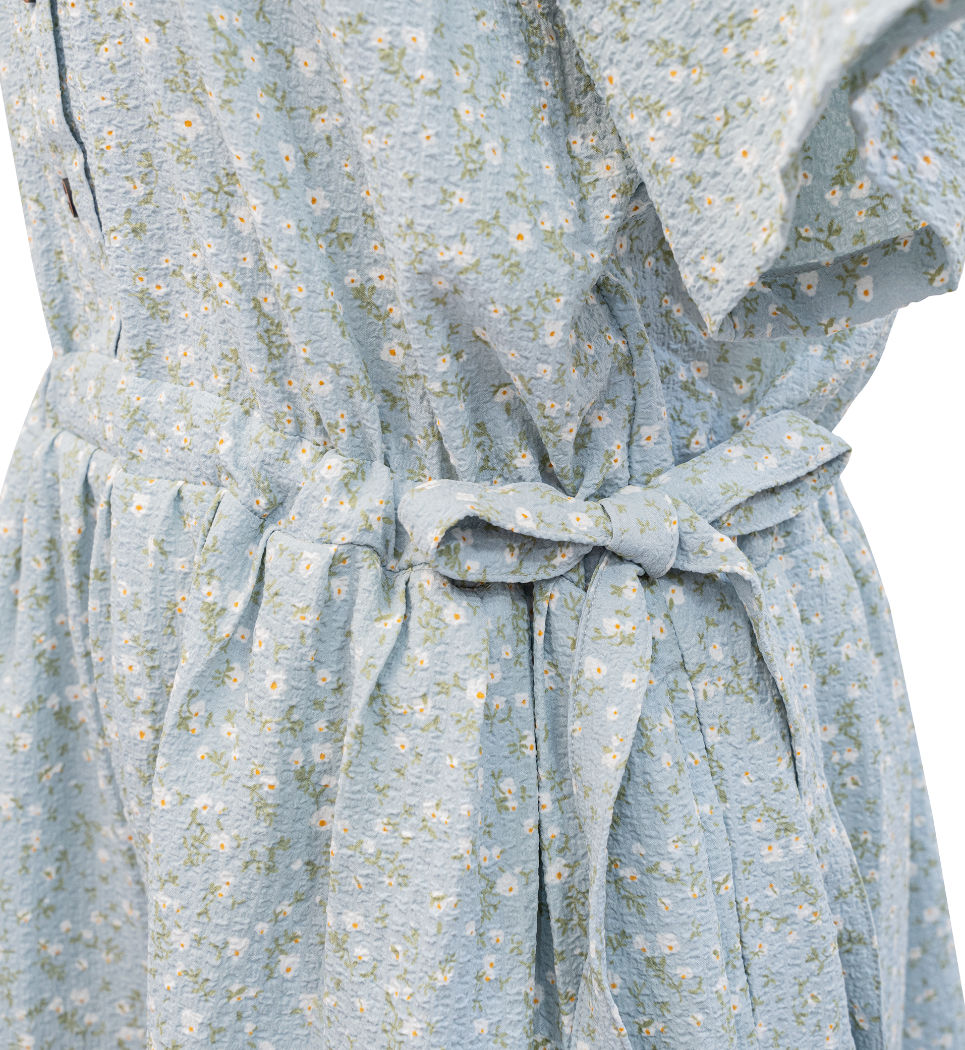 Homemade - Floral Print Square Neck Tie Side Skirt