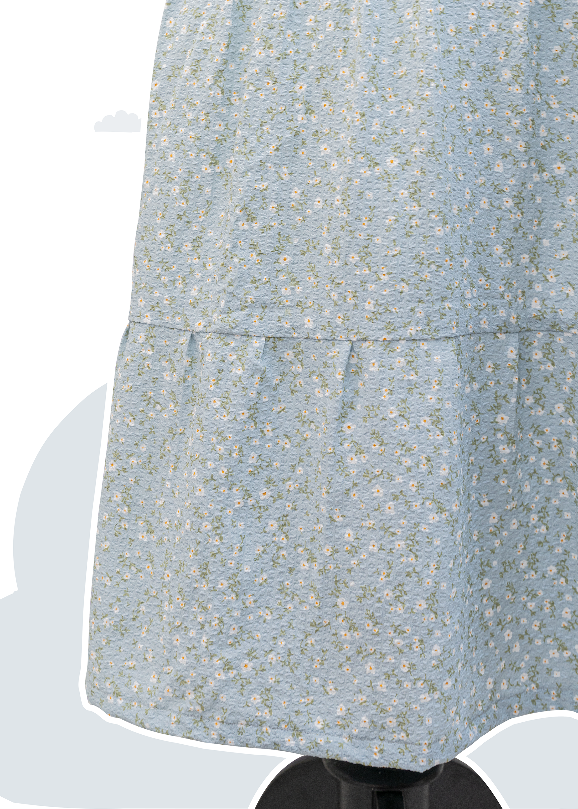 Homemade - Floral Print Square Neck Tie Side Skirt