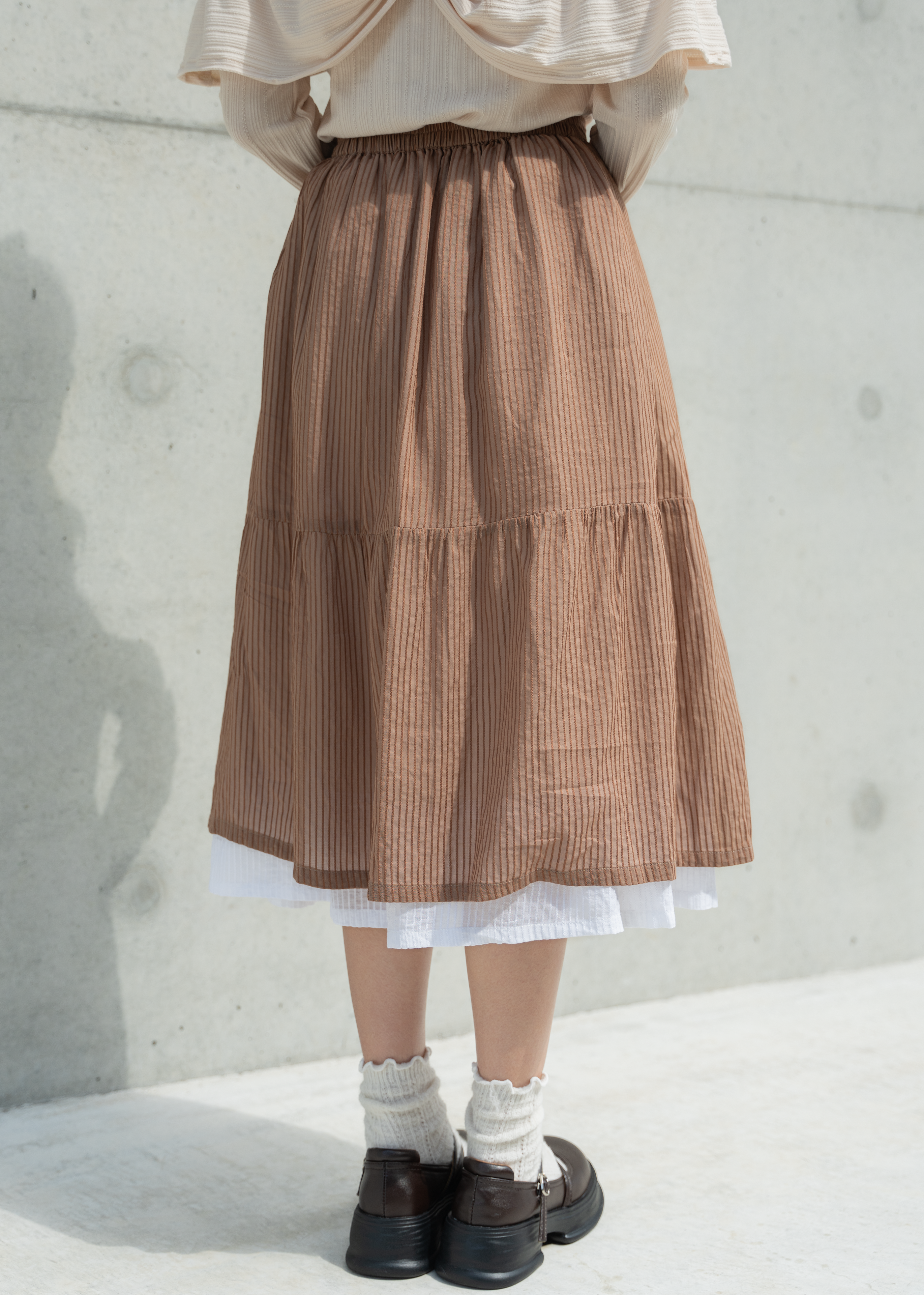 Homemade - Black Dark Plaid 2-layer Cake Skirt  [預訂]