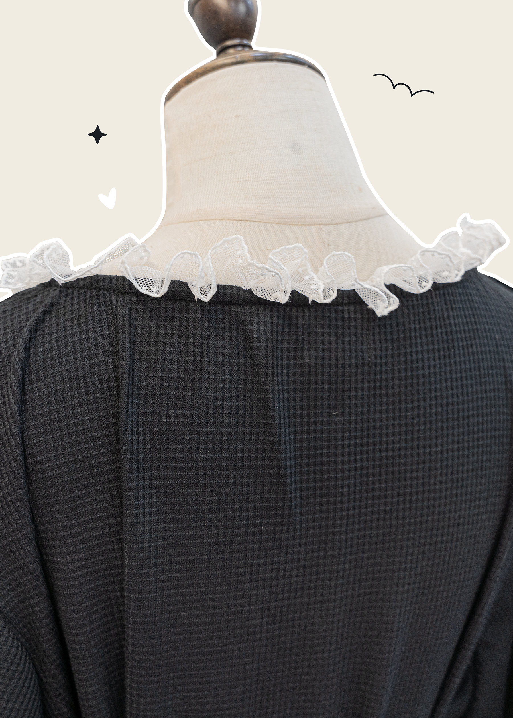 Homemade - Rough and cold Japanese style Ruffle strapped thick small jacket ~ XS to plus size women's clothing {booking}