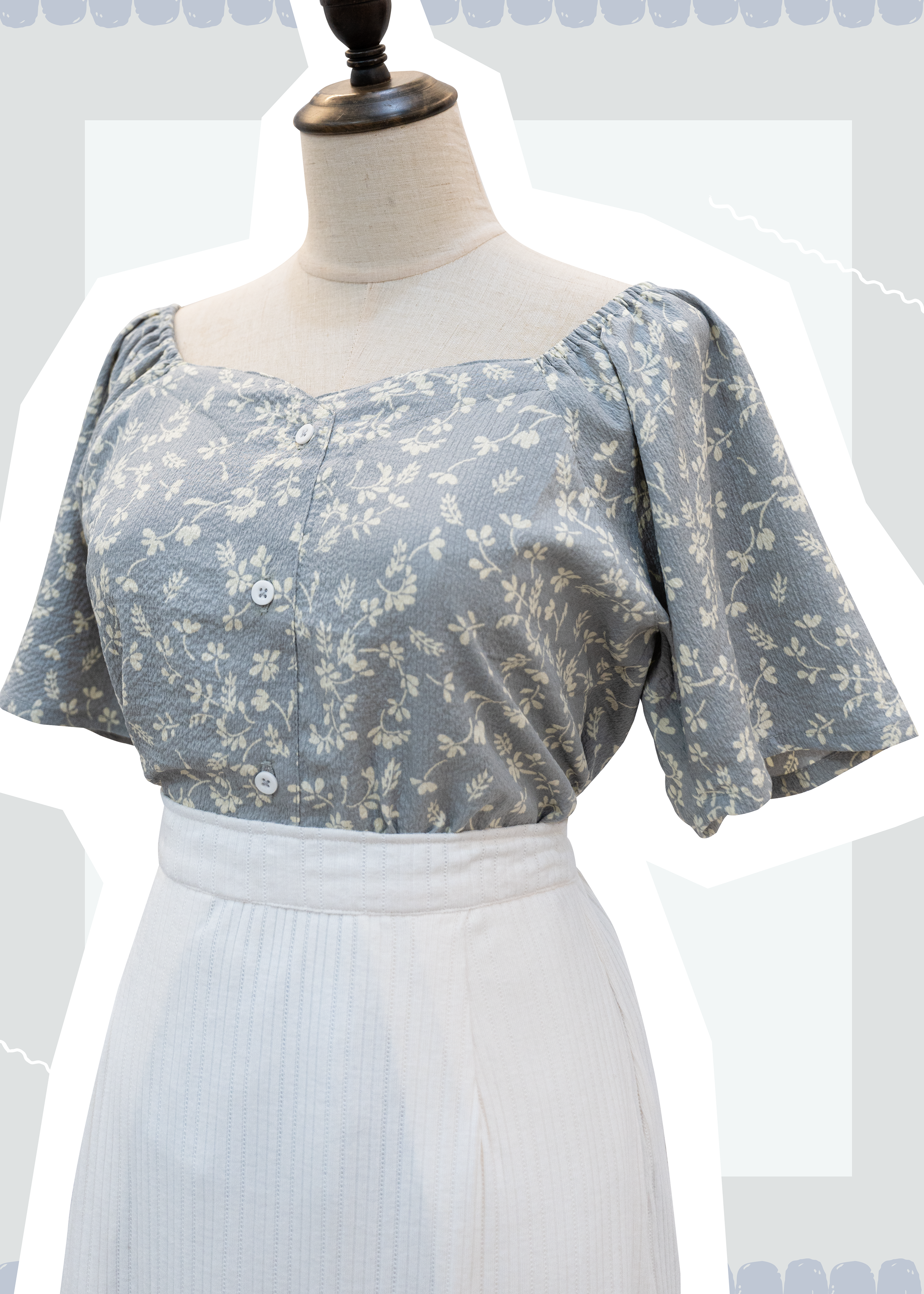 Homemade - Generous Collar Buttoned Floral Top XS to Plus Size Women's Wear {Pre-order}